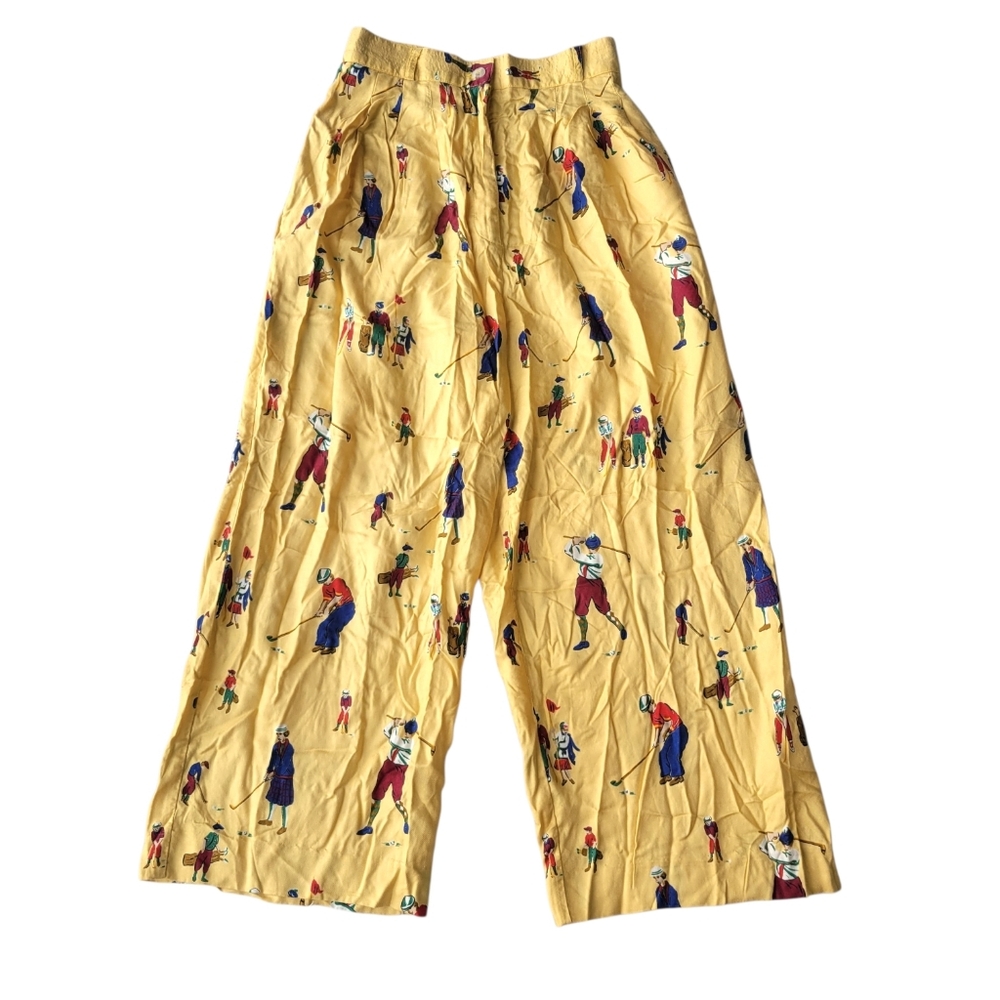 Vintage Golf Print Womens Crop Pants Breeches USA Size 25